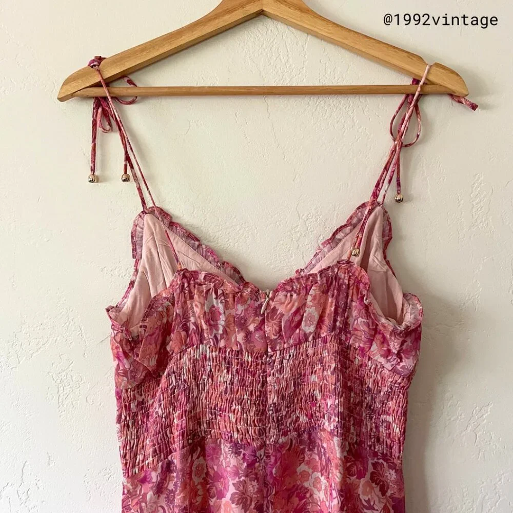 NWT SWEETPOT Marian Midi Dress Pink Floral Chiffon | Size 4 - Picture 5 of 7